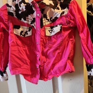 Vibrant Pink and Black Kids Button Down Shirt
